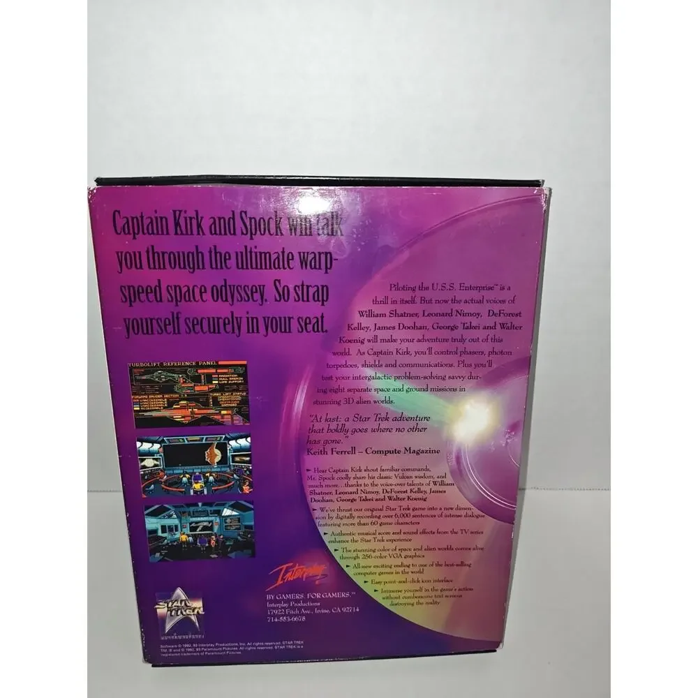 Interplay Vintage 1993 Star Trek Big Box PC Gaming 25th Anniversary Video Game